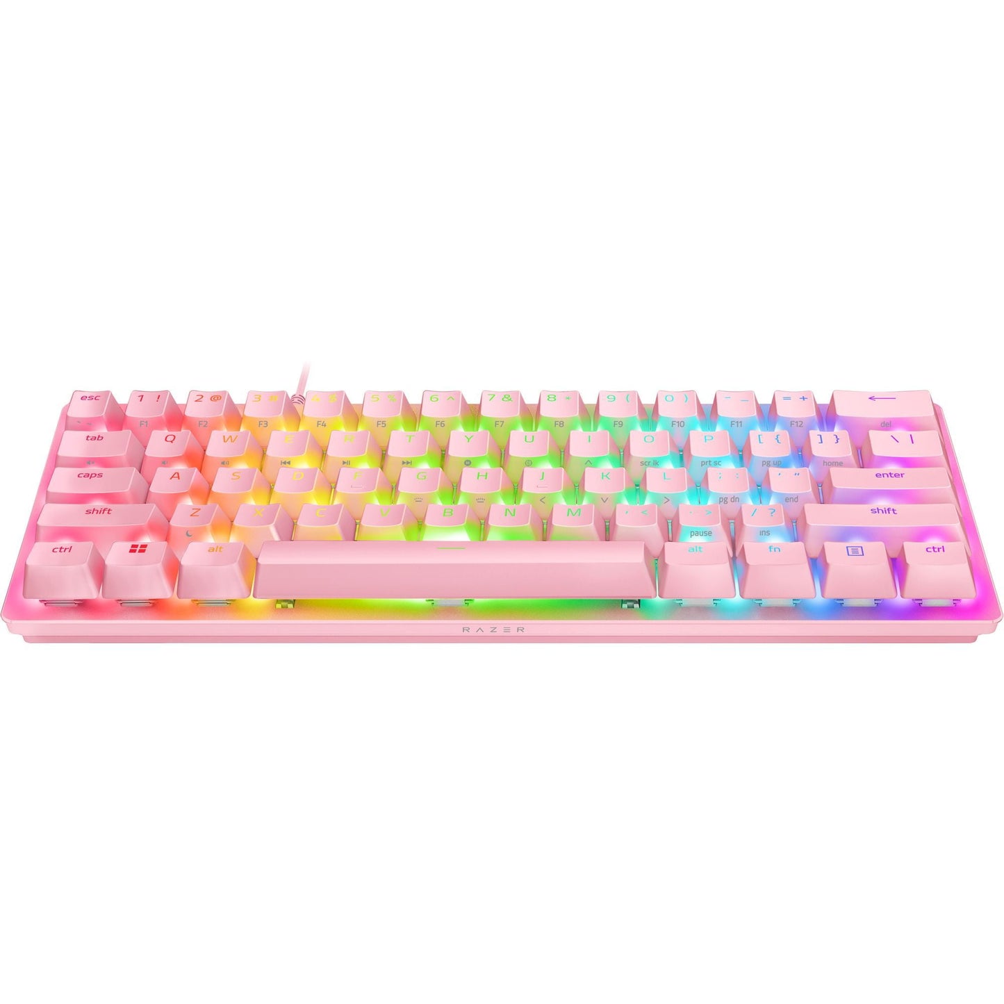 Huntsman Mini 60% PC Gaming Wired Keyboard, Clicky Optical Switch, Quartz Pink