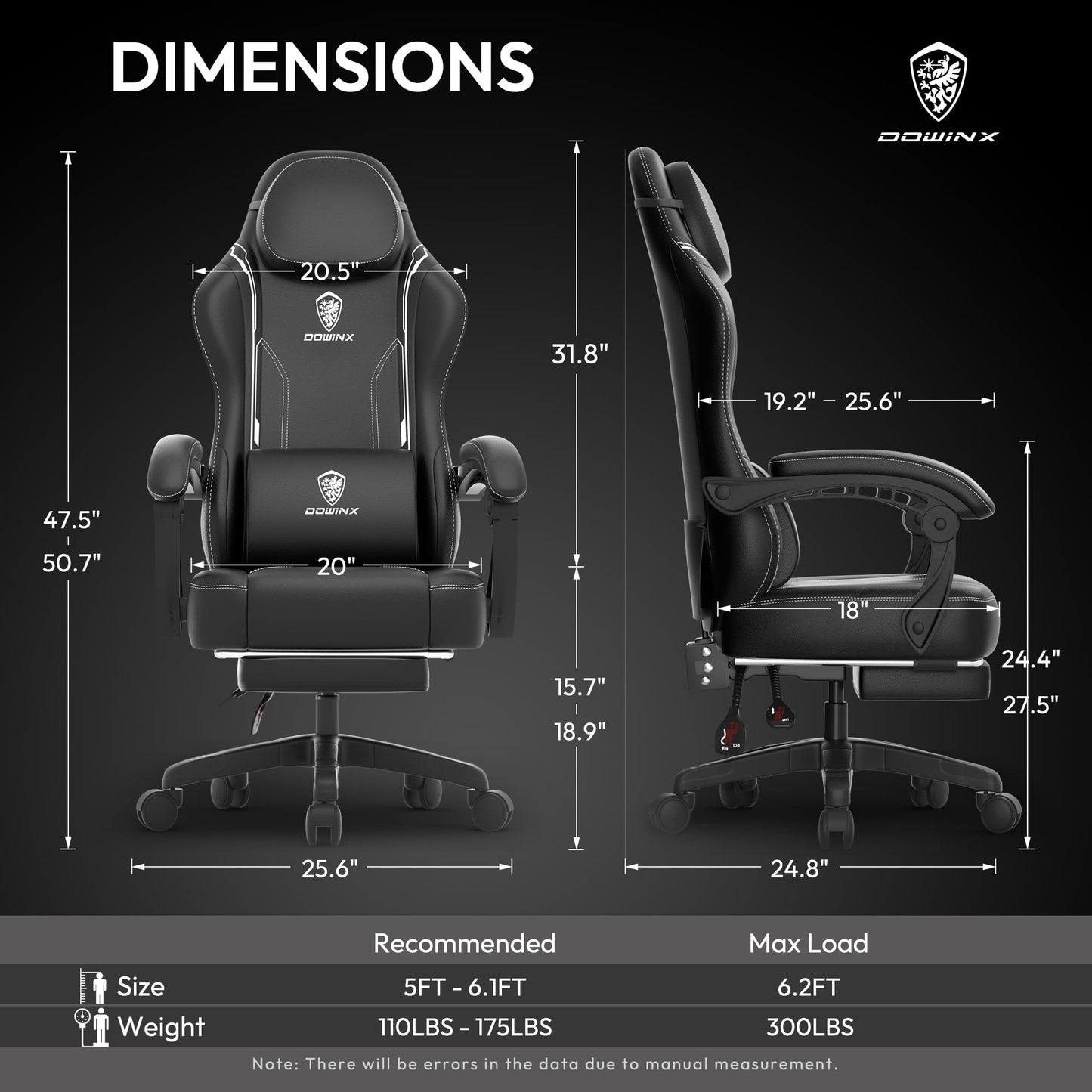 Ultimate Comfort Gaming Chair with Pocket Spring Cushion - Ergonomic Design, Adjustable Features, and Massage Lumbar Support for Office and Gaming Enthusiasts - Supports Up to 300 lbs in Sleek Black