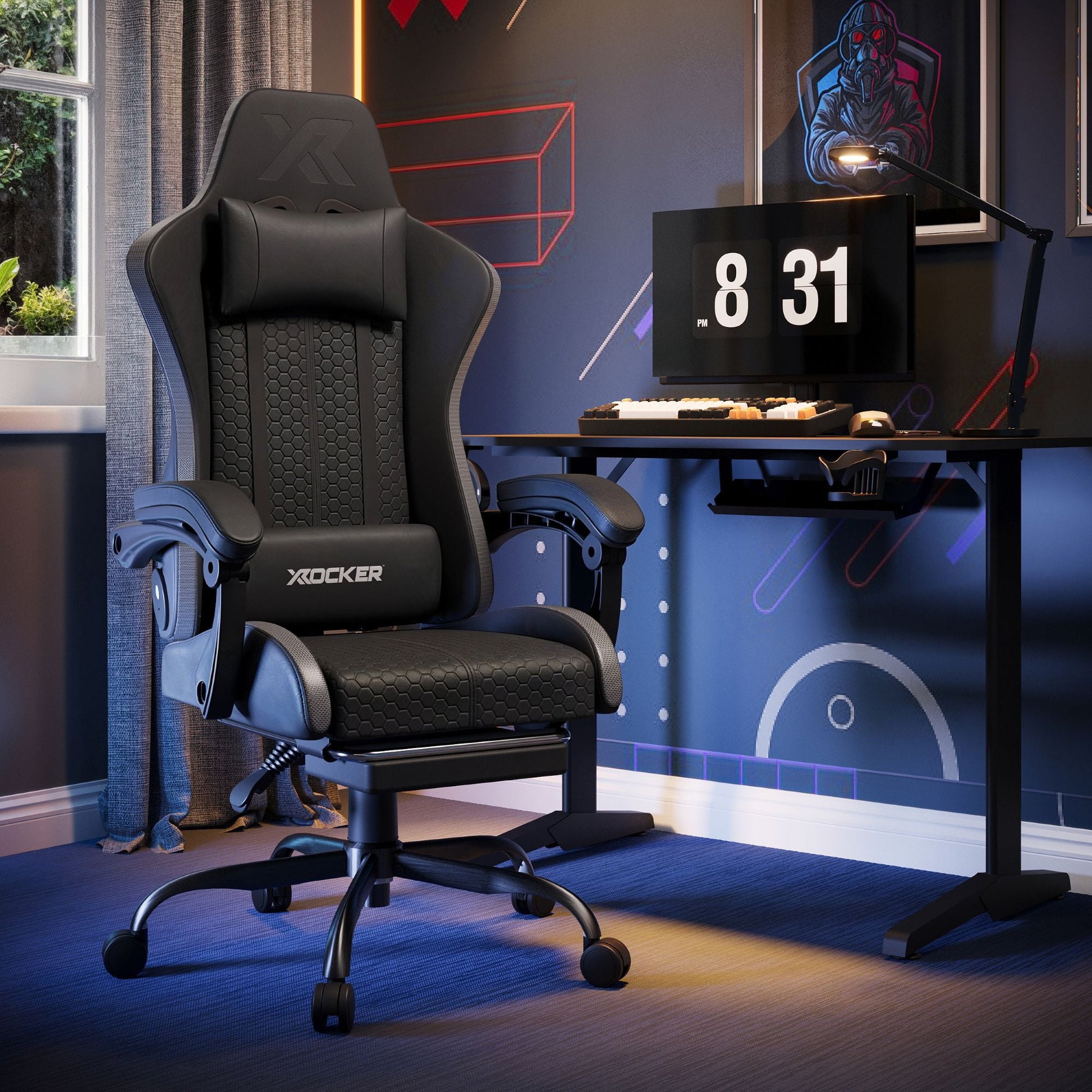 Ultimate Comfort with the Honeycomb Black Faux Leather Gaming Chair - Ergonomic Design for Gamers and Professionals