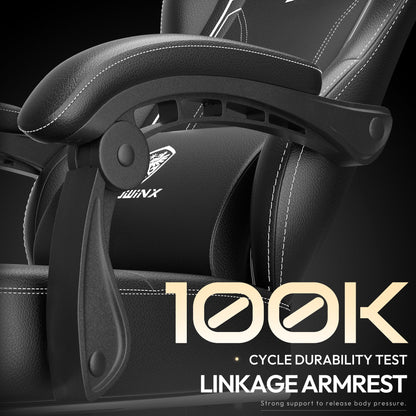 Ultimate Comfort Gaming Chair with Pocket Spring Cushion - Ergonomic Design, Adjustable Features, and Massage Lumbar Support for Office and Gaming Enthusiasts - Supports Up to 300 lbs in Sleek Black