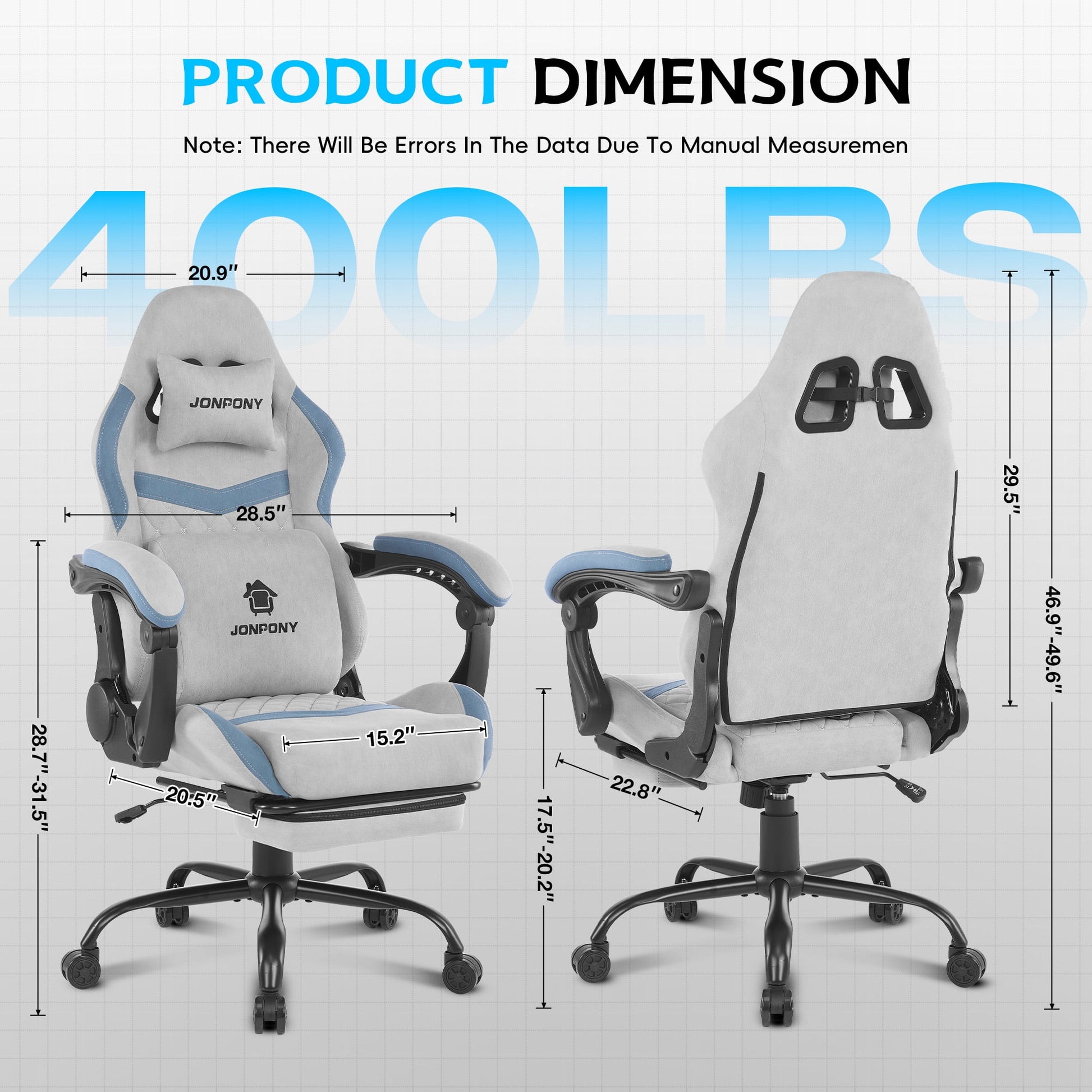 Ultimate Big and Tall Gaming Chair with Footrest and Massage Support - Adjustable, Ergonomic Design in Stylish Grey
