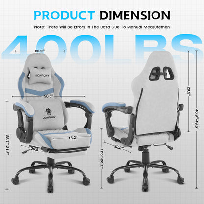 Ultimate Big and Tall Gaming Chair with Footrest and Massage Support - Adjustable, Ergonomic Design in Stylish Grey