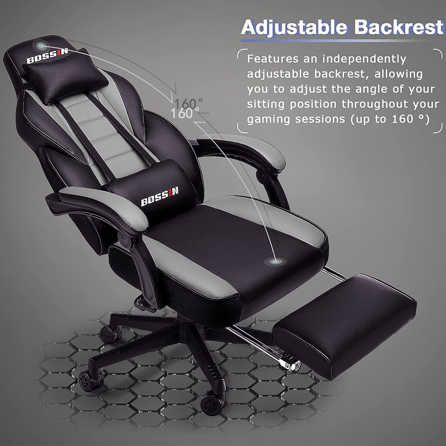 Ultimate Gaming Chair with Footrest and Massage - Ergonomic PU Leather Design for Big and Tall Gamers, Featuring Headrest and Lumbar Support