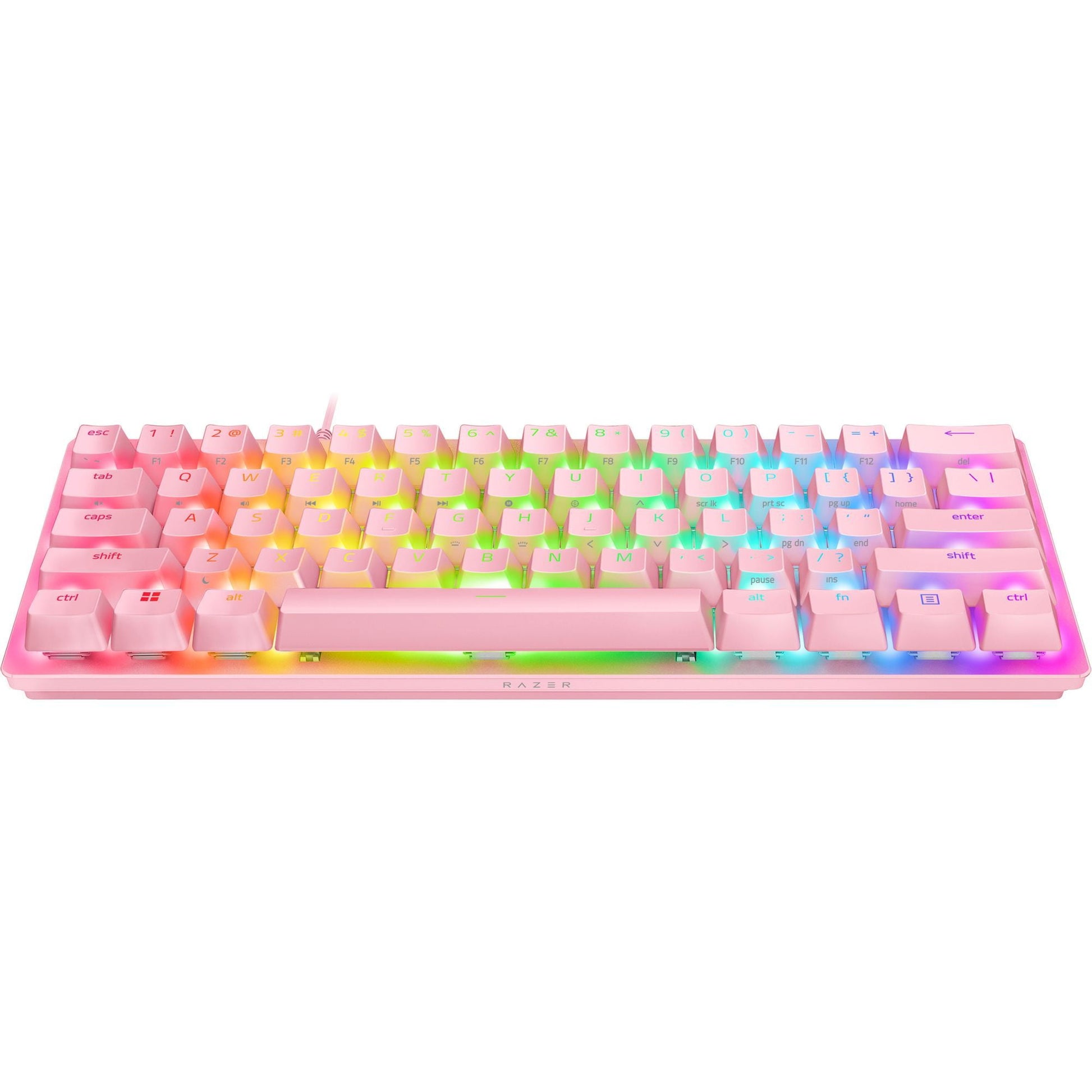 Huntsman Mini 60% PC Gaming Wired Keyboard, Clicky Optical Switch, Quartz Pink