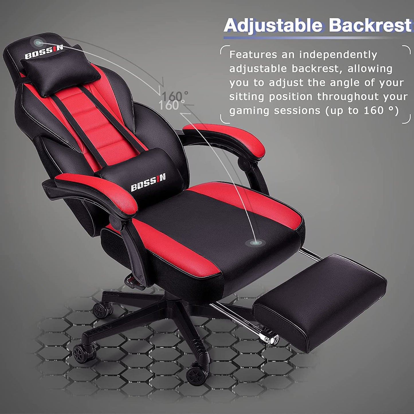 Ultimate Comfort Gaming Chair with Footrest and Massage - Ergonomic Leather Chair for Big and Tall Gamers with Headrest and Lumbar Support