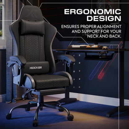 Ultimate Comfort with the Honeycomb Black Faux Leather Gaming Chair - Ergonomic Design for Gamers and Professionals