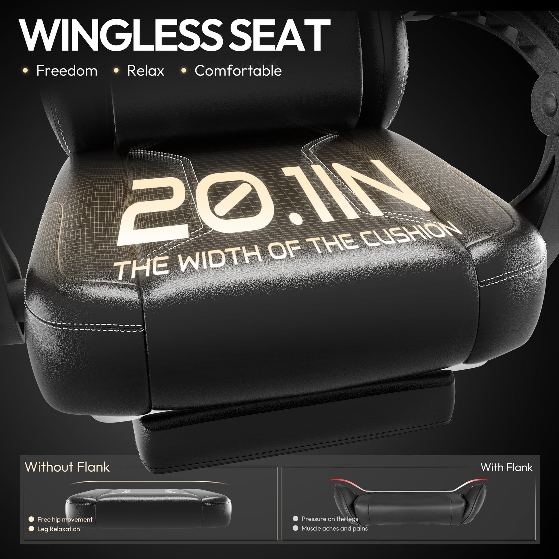 Ultimate Comfort Gaming Chair with Pocket Spring Cushion - Ergonomic Design, Adjustable Features, and Massage Lumbar Support for Office and Gaming Enthusiasts - Supports Up to 300 lbs in Sleek Black