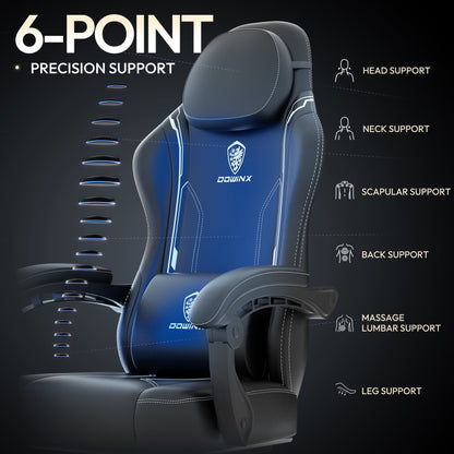 Ultimate Comfort Gaming Chair with Pocket Spring Cushion - Ergonomic Design, Adjustable Features, and Massage Lumbar Support for Office and Gaming Enthusiasts - Supports Up to 300 lbs in Sleek Black