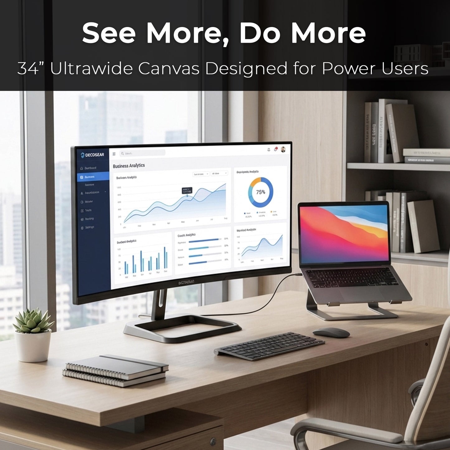 Transform Your Workspace with the 34" Curved Ultrawide Business Monitor - Stunning 3440x1440 Resolution & 100Hz Refresh Rate
