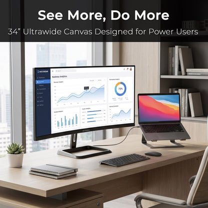 Transform Your Workspace with the 34" Curved Ultrawide Business Monitor - Stunning 3440x1440 Resolution & 100Hz Refresh Rate