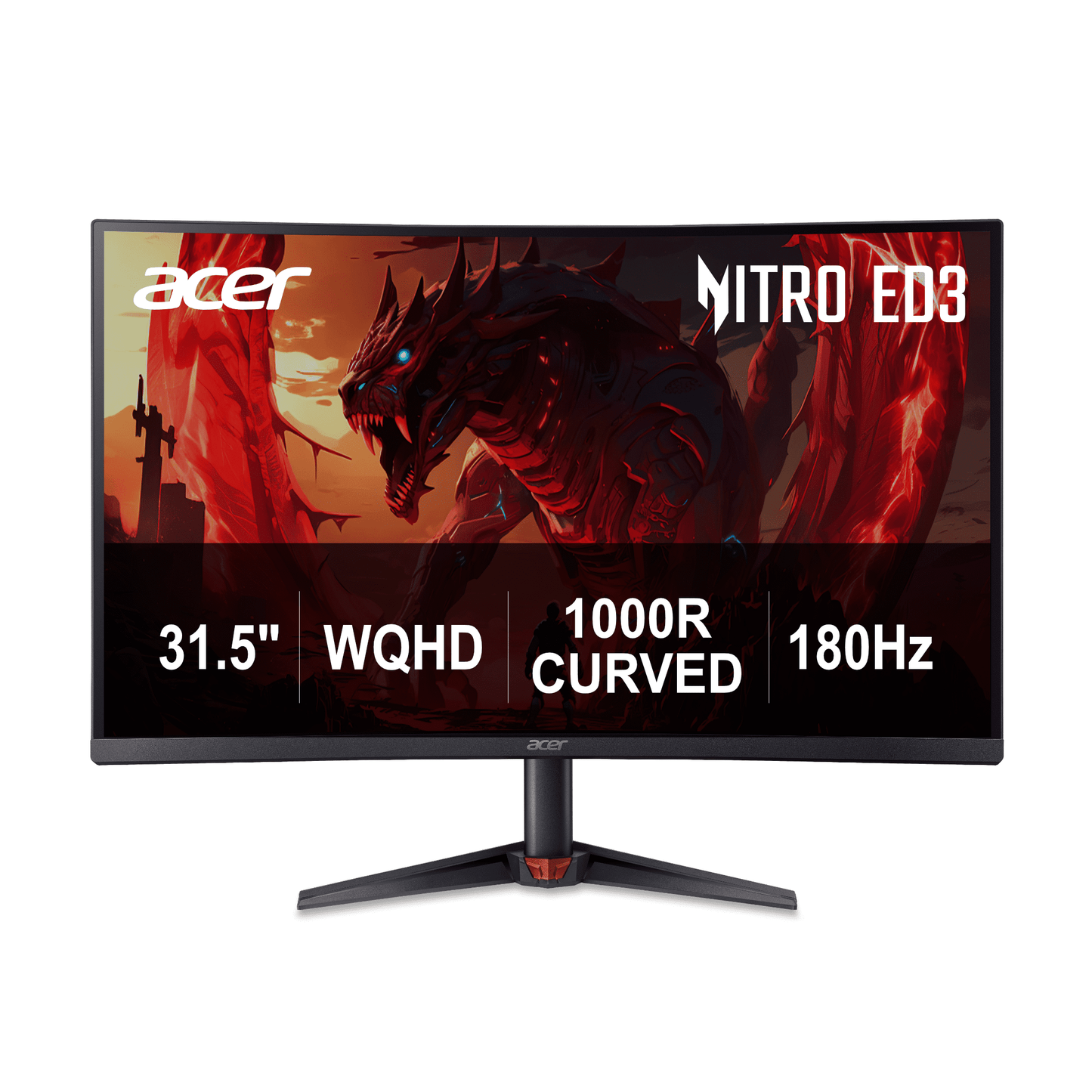 Elevate Your Gaming Experience with the Acer Nitro 31.5" Curved WQHD 180Hz Monitor - Stunning Clarity and Fluid Motion