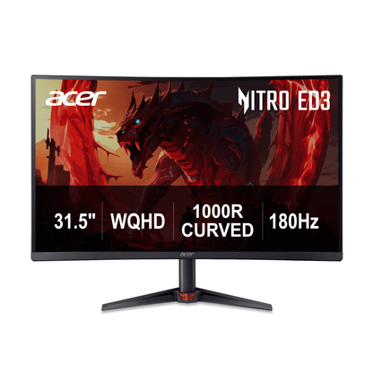Elevate Your Gaming Experience with the Acer Nitro 31.5" Curved WQHD 180Hz Monitor - Stunning Clarity and Fluid Motion