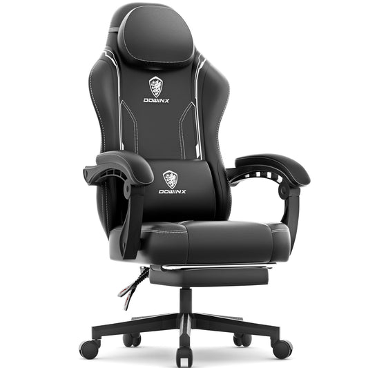 Ultimate Comfort Gaming Chair with Pocket Spring Cushion - Ergonomic Design, Adjustable Features, and Massage Lumbar Support for Office and Gaming Enthusiasts - Supports Up to 300 lbs in Sleek Black