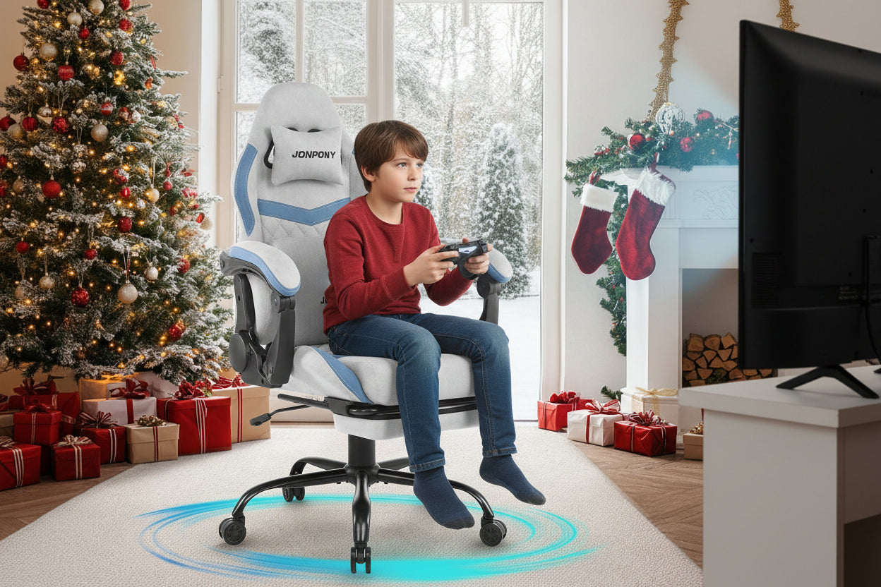 Ultimate Big and Tall Gaming Chair with Footrest and Massage Support - Adjustable, Ergonomic Design in Stylish Grey