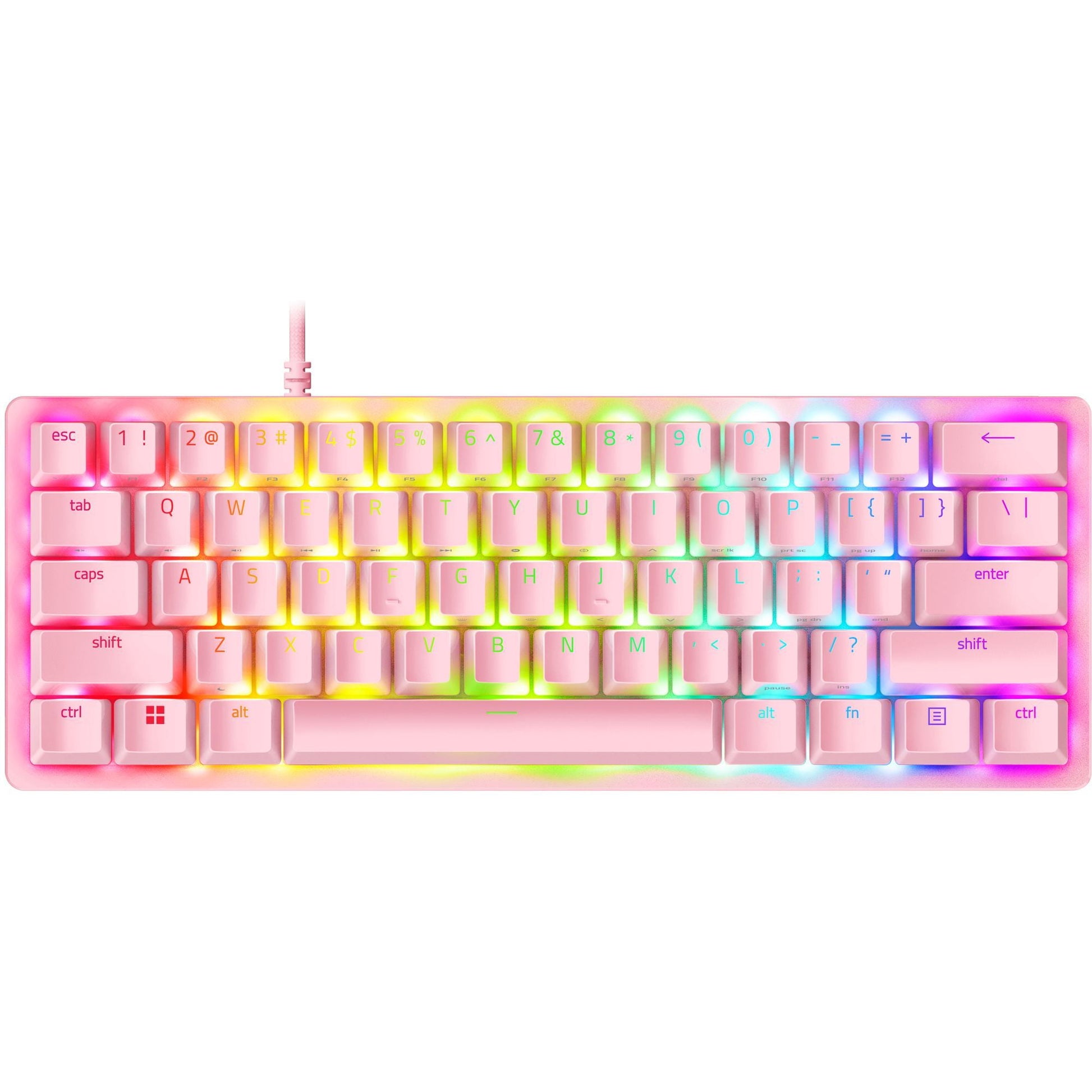 Huntsman Mini 60% PC Gaming Wired Keyboard, Clicky Optical Switch, Quartz Pink
