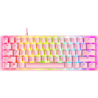 Huntsman Mini 60% PC Gaming Wired Keyboard, Clicky Optical Switch, Quartz Pink