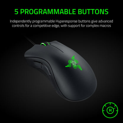 Experience Unmatched Precision with the Razer DeathAdder Essential Wired Optical Gaming Mouse - 5 Buttons, Ergonomic Design, Perfect for Gamers!