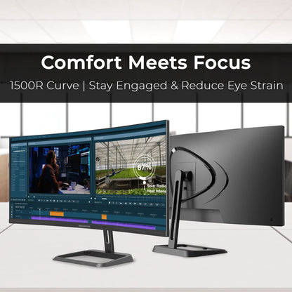 Transform Your Workspace with the 34" Curved Ultrawide Business Monitor - Stunning 3440x1440 Resolution & 100Hz Refresh Rate