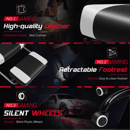 Experience Ultimate Comfort and Style with the RGB Gaming Chair - Ergonomic Design, LED Lights, and Massage Support in White