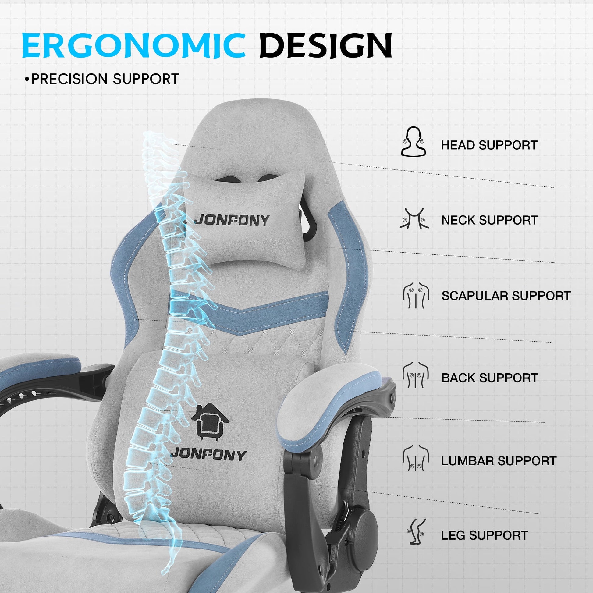 Ultimate Big and Tall Gaming Chair with Footrest and Massage Support - Adjustable, Ergonomic Design in Stylish Grey