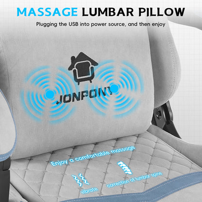 Ultimate Big and Tall Gaming Chair with Footrest and Massage Support - Adjustable, Ergonomic Design in Stylish Grey