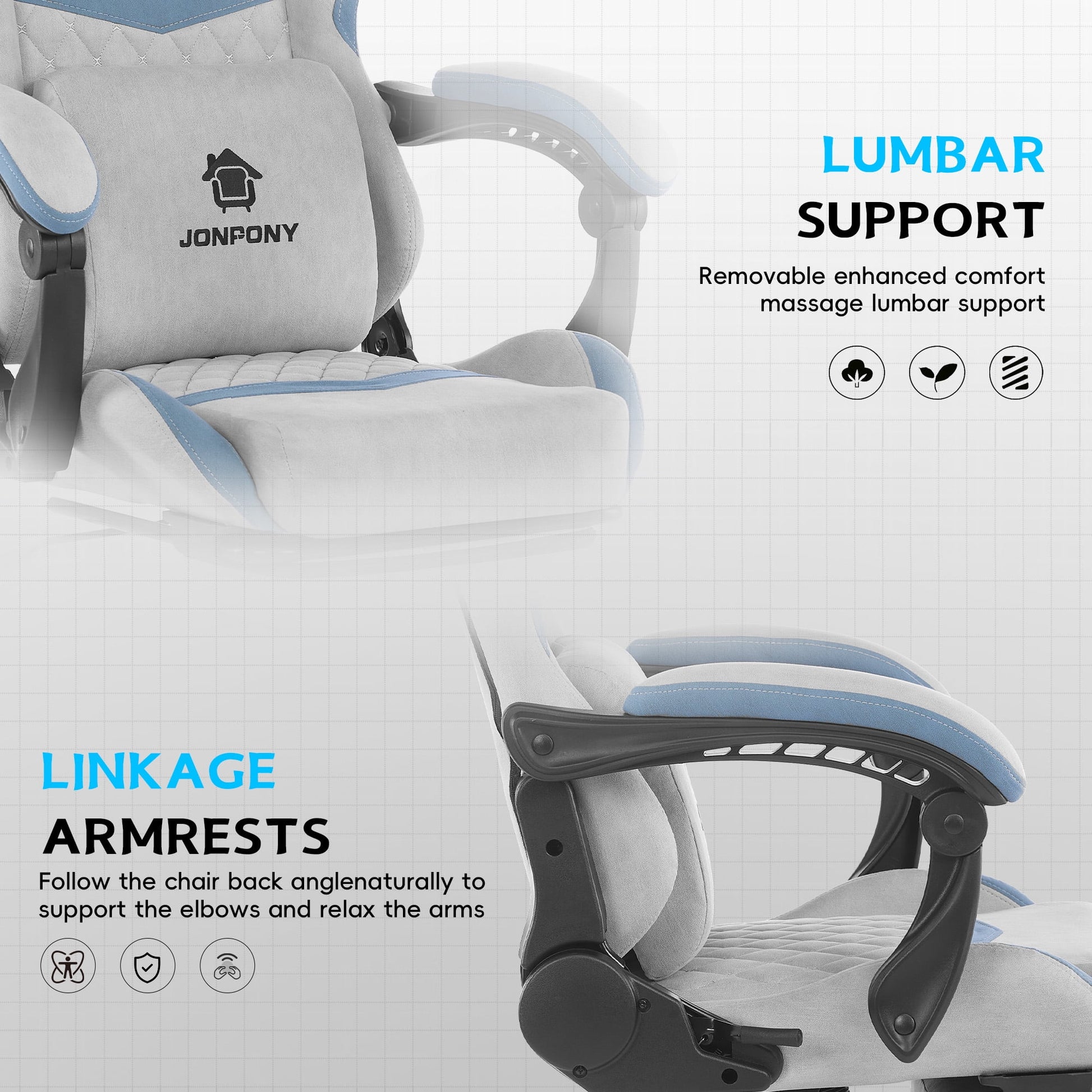 Ultimate Big and Tall Gaming Chair with Footrest and Massage Support - Adjustable, Ergonomic Design in Stylish Grey